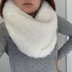 Furry white infinity scarf